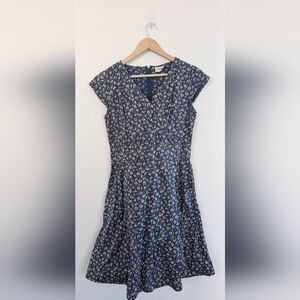 Mata Traders 100% Cotton Blue Yellow Floral Print Short Sleeve Dress L Large